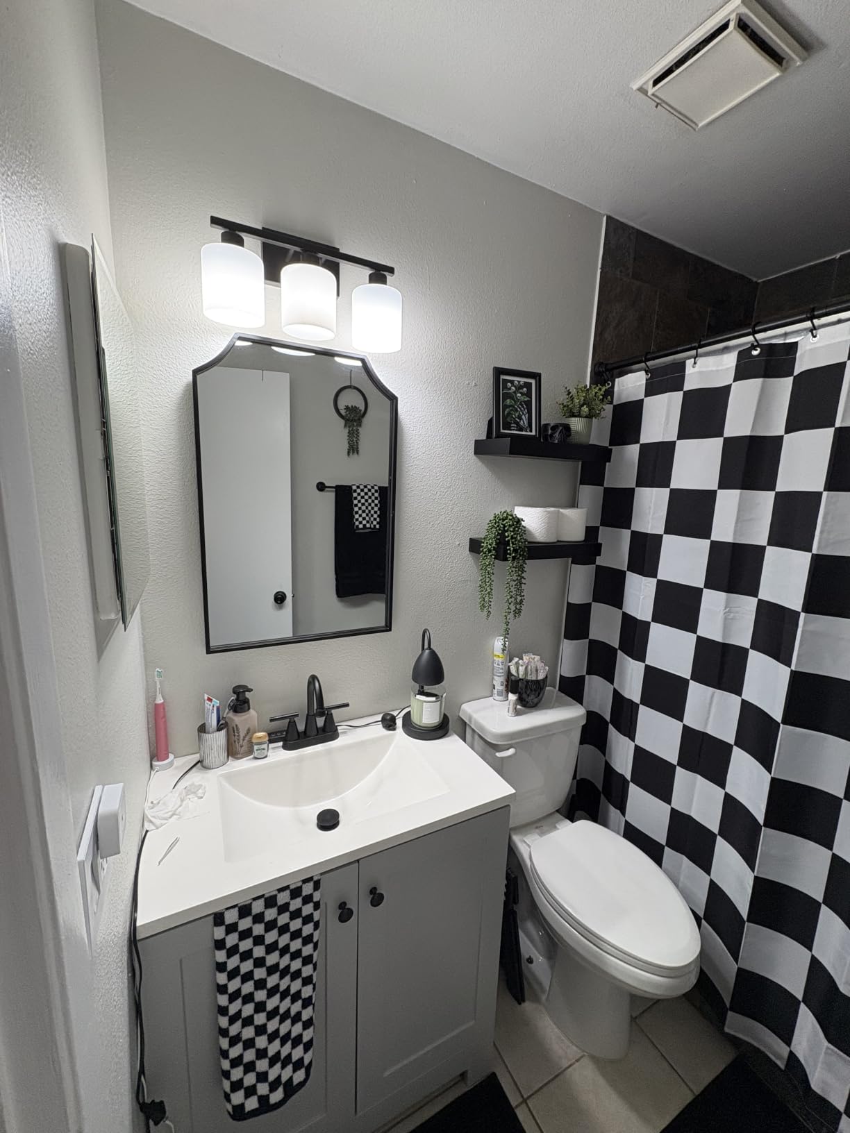 18 Inches Bathroom Light Fixtures Over Mirror Brushed Nickel | Anti-Rust 3-Light Vanity Lights Over Mirror, E26 Standard Socket, Milky White Glass Shades, Bulbs Not Included customer photo 1
