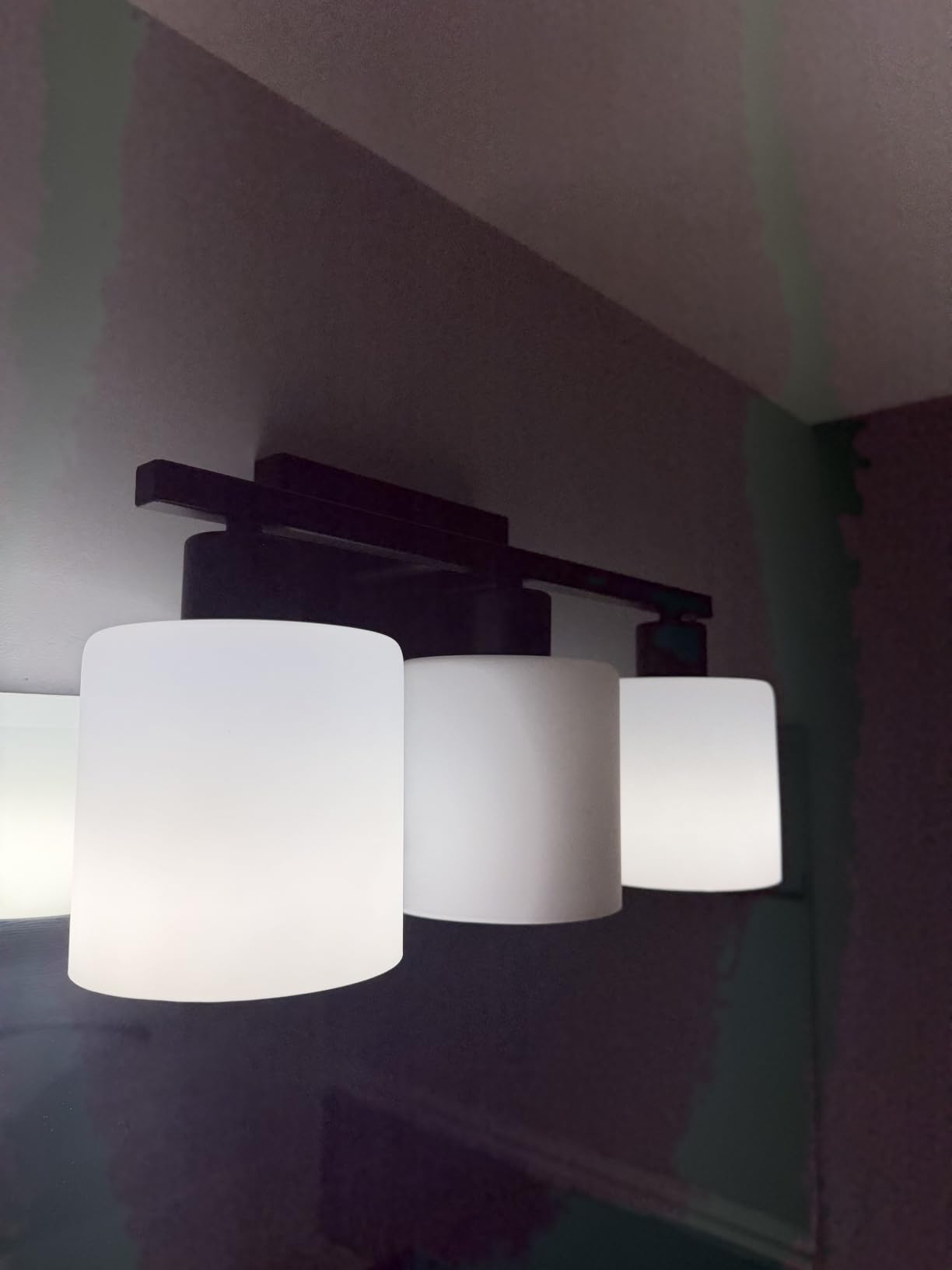 18 Inches Bathroom Light Fixtures Over Mirror Brushed Nickel | Anti-Rust 3-Light Vanity Lights Over Mirror, E26 Standard Socket, Milky White Glass Shades, Bulbs Not Included customer photo 2