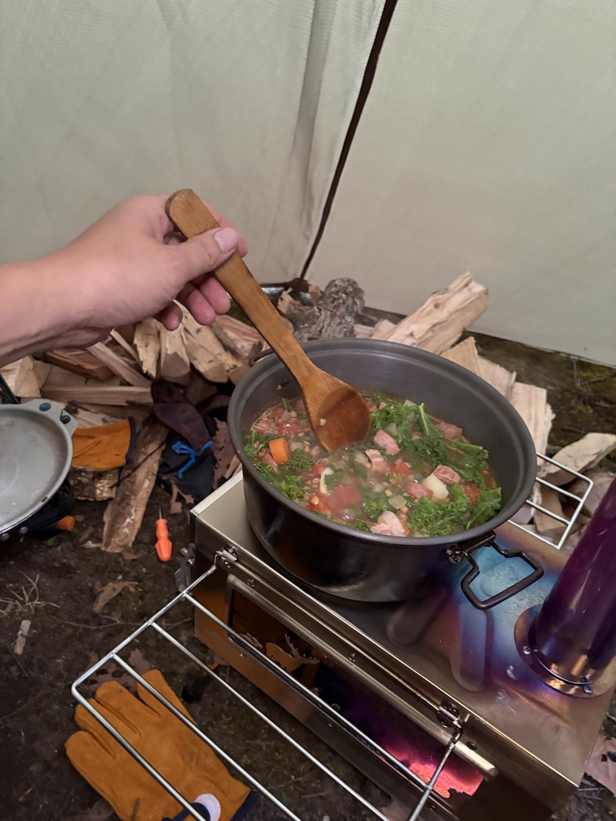 GreyHoo Camping Wood Stove with Chimney for Cooking & Heating | Stainless Steel, Portable with Pipe, for Tent Hiking Fishing Backpacking, Easy Assembly, Durable Outdoor Use customer photo 1