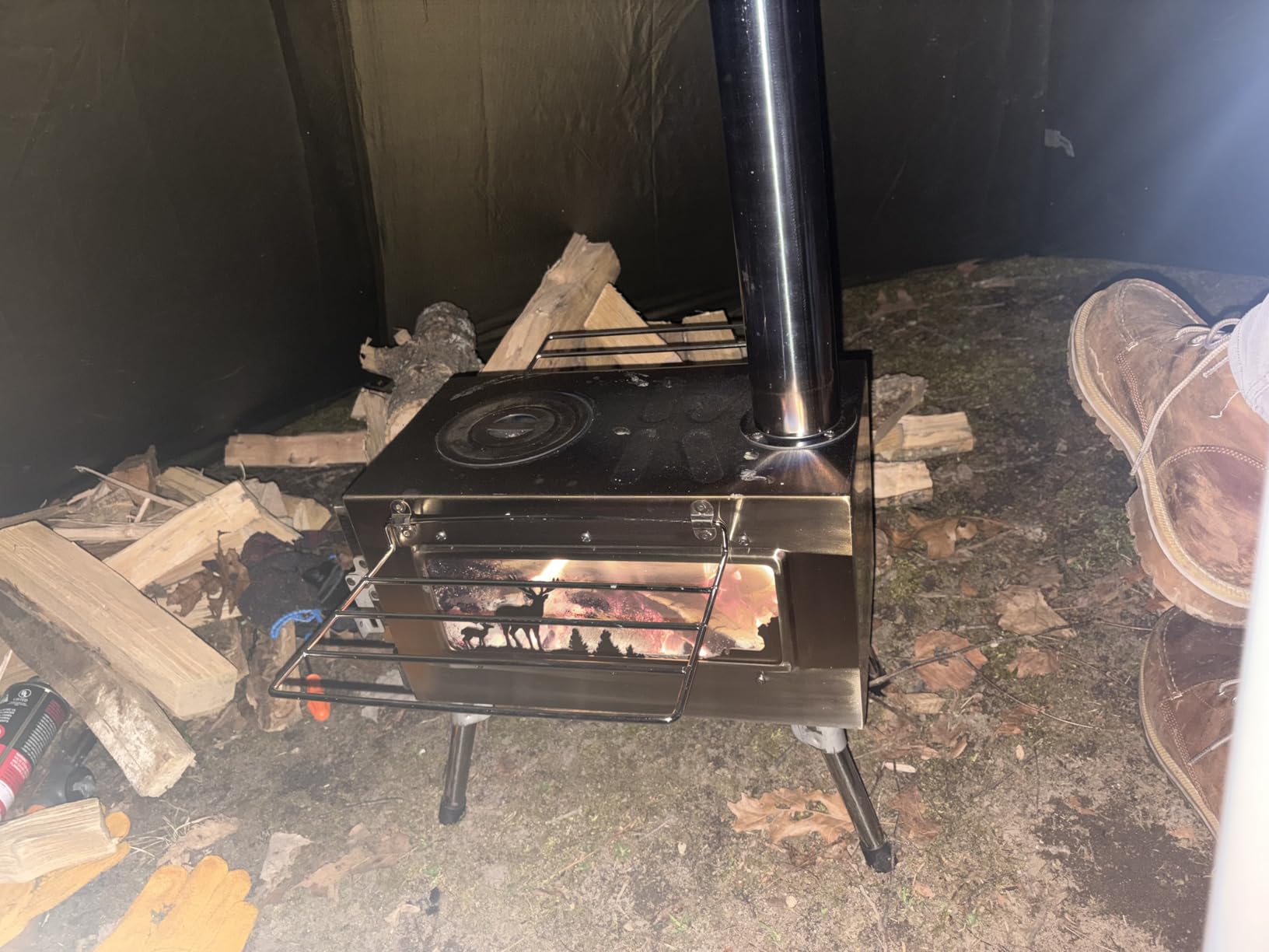 GreyHoo Camping Wood Stove with Chimney for Cooking & Heating | Stainless Steel, Portable with Pipe, for Tent Hiking Fishing Backpacking, Easy Assembly, Durable Outdoor Use customer photo 2