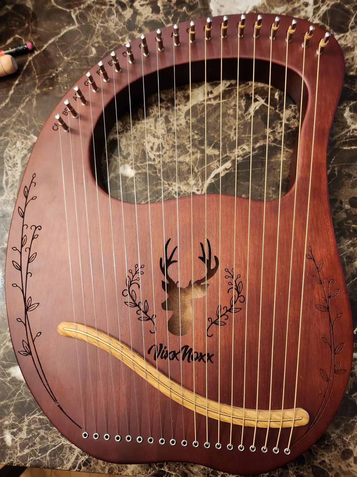 Lyre Harp, 19-String Mahogany Lyra Harp Kit with Tuning Wrench, Bag, Extra Strings customer photo 1