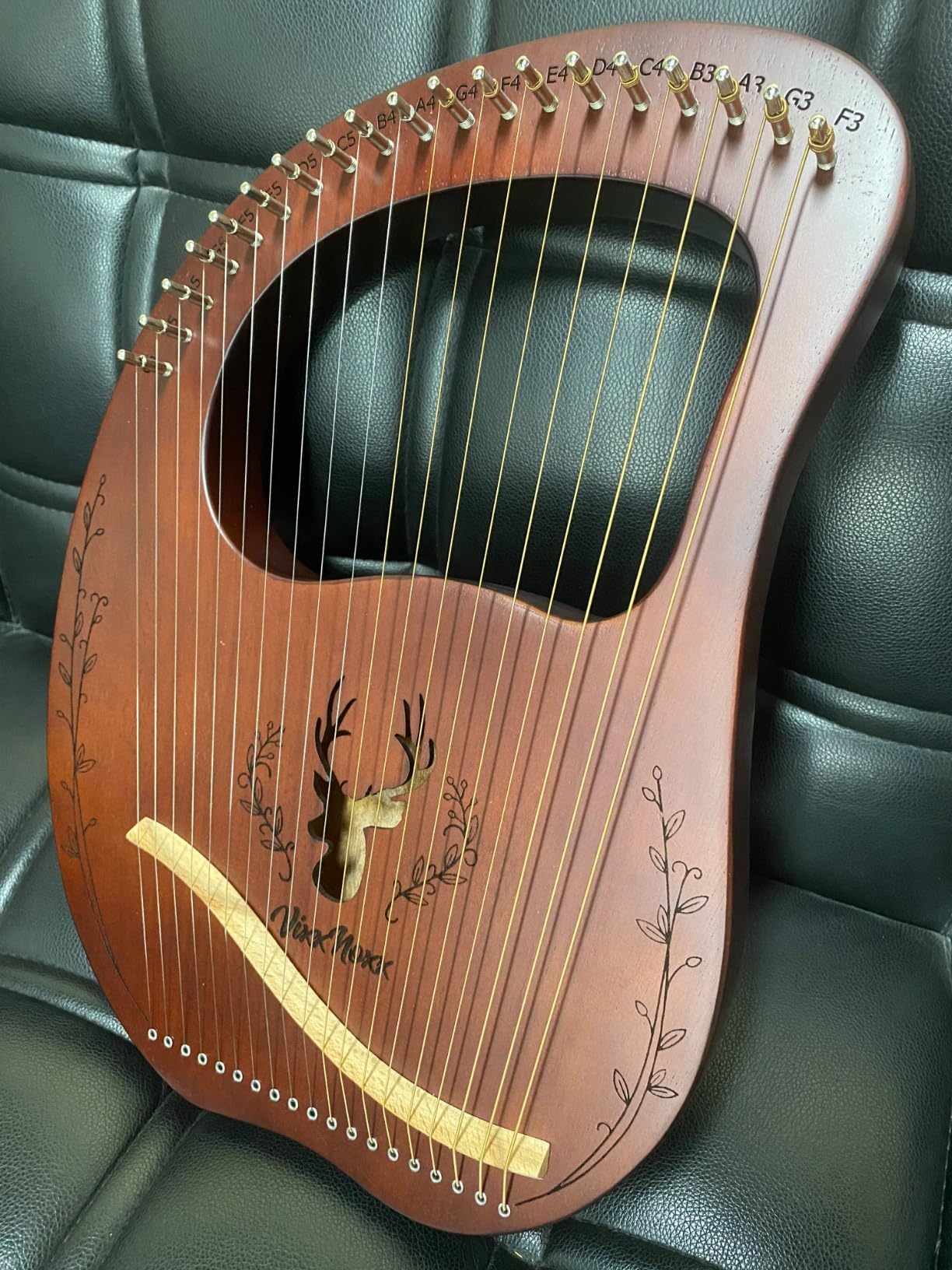 Lyre Harp, 19-String Mahogany Lyra Harp Kit with Tuning Wrench, Bag, Extra Strings customer photo 2