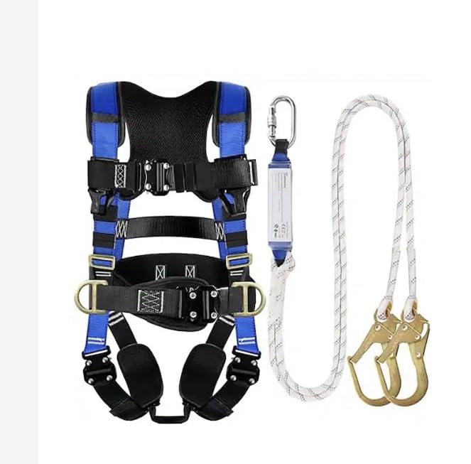 DIJJIG Safety Harness Fall Protection Kit with Shock Absorbing Lanyard | Safety Straps Upgrade Quick Buckles, Roofing Harness Construction Harness Para Construccion ANSI Compliant Blue customer photo 2