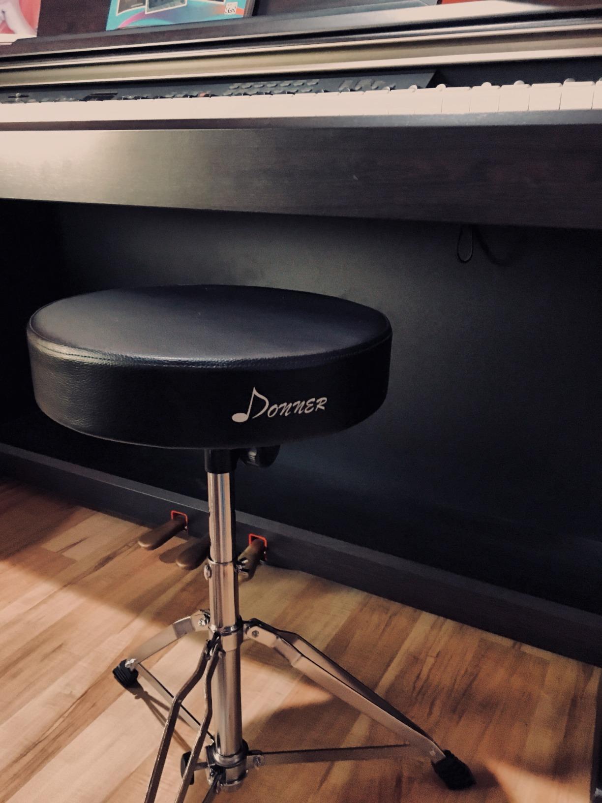 Donner Drum Throne with Backrest, Heavy Duty Hydraulic Drum Stool Height Adjustable, Motorcycle Style Drum Seat Saddle Drum Throne for Adults Drummers (Brown) customer photo 2