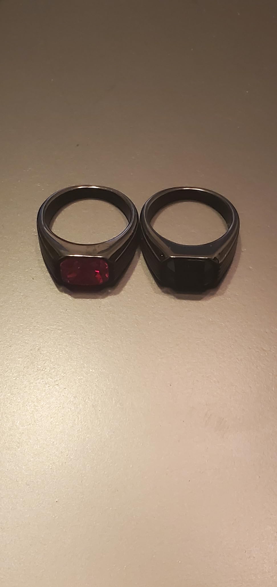 Bandmax Gemstone Signet Rings for Men, Stainless Steel Fancy Cut Cubic Zirconia Rings Blue Topaz/Emerald/Black Onyx/Ruby Ring Statement Ring Wedding Ring Size 7-14 customer photo 2