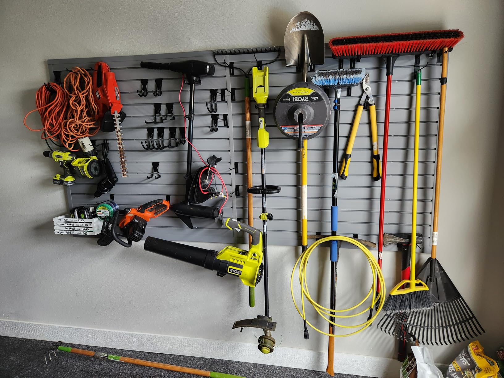 Slat Wall Paneling Garage Wall Organizer, Grey Slatwall Panels 4x8 ft Garage Slat Wall Storage Systems Garage Tool Organizer Wall Mount, Slat Board PVC Wall Panels Garage Storage Organization Product customer photo 1
