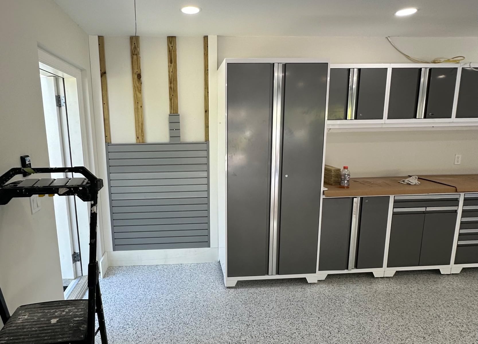 Slat Wall Paneling Garage Wall Organizer, Grey Slatwall Panels 4x8 ft Garage Slat Wall Storage Systems Garage Tool Organizer Wall Mount, Slat Board PVC Wall Panels Garage Storage Organization Product customer photo 2