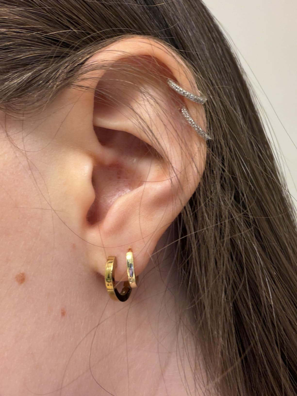 Small Gold Huggie Hoop Earrings Set for Women Men Hypoallergenic 14K Plated Stack Cartilage Earrings, Sterling Silver Multiple Piercing Lightweight Mini Thin Cute Dainty Trendy Jewelry customer photo 1