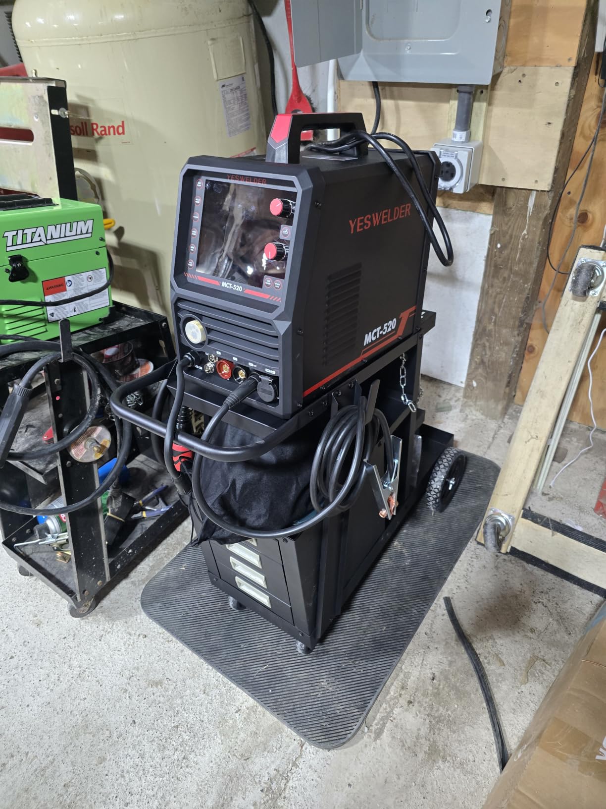 YESWELDER 2-Tier Welding Cart with 4 Drawers, Heavy Duty Large Storage Welding Trolley with 360° Rolling & Safety Chains for MIG TIG Welder and Plasma Cutter customer photo 1