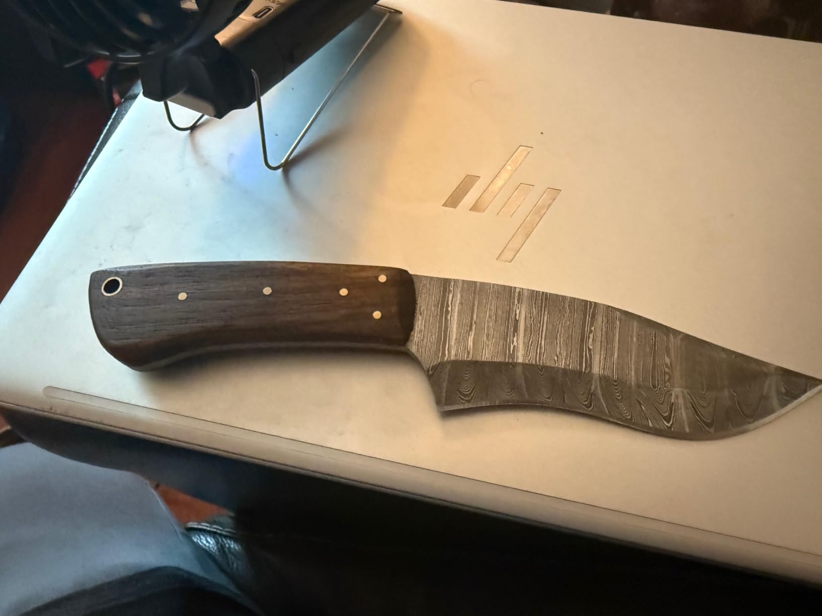 Damascus Knife Making Kit DIY Handmade Knife Kit Includes Knife Blank Knife Steel Blade, Pins, Knife with Sheath, Handle Scales for Knife Making Supplies, Knife Steel (DAMASCUS KIT) customer photo 2