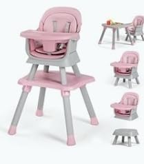 Kinder King 8 in 1 Baby High Chair, Coverts to Dining Booster Seat/Kids Table & Chair Set/Toddler Building Block Table/Kids Stool, Removable Tray & Double Seat Cover, Easy to Wipe, Grey & Pink customer photo 1