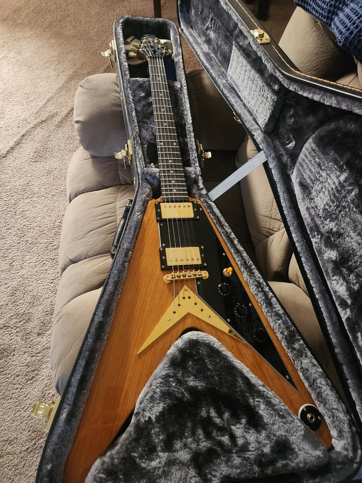 Epiphone Inspired by Gibson Custom 1958 Flying V Electric Guitar, Aged Natural with Black Pickguard and Hard Case customer photo 1