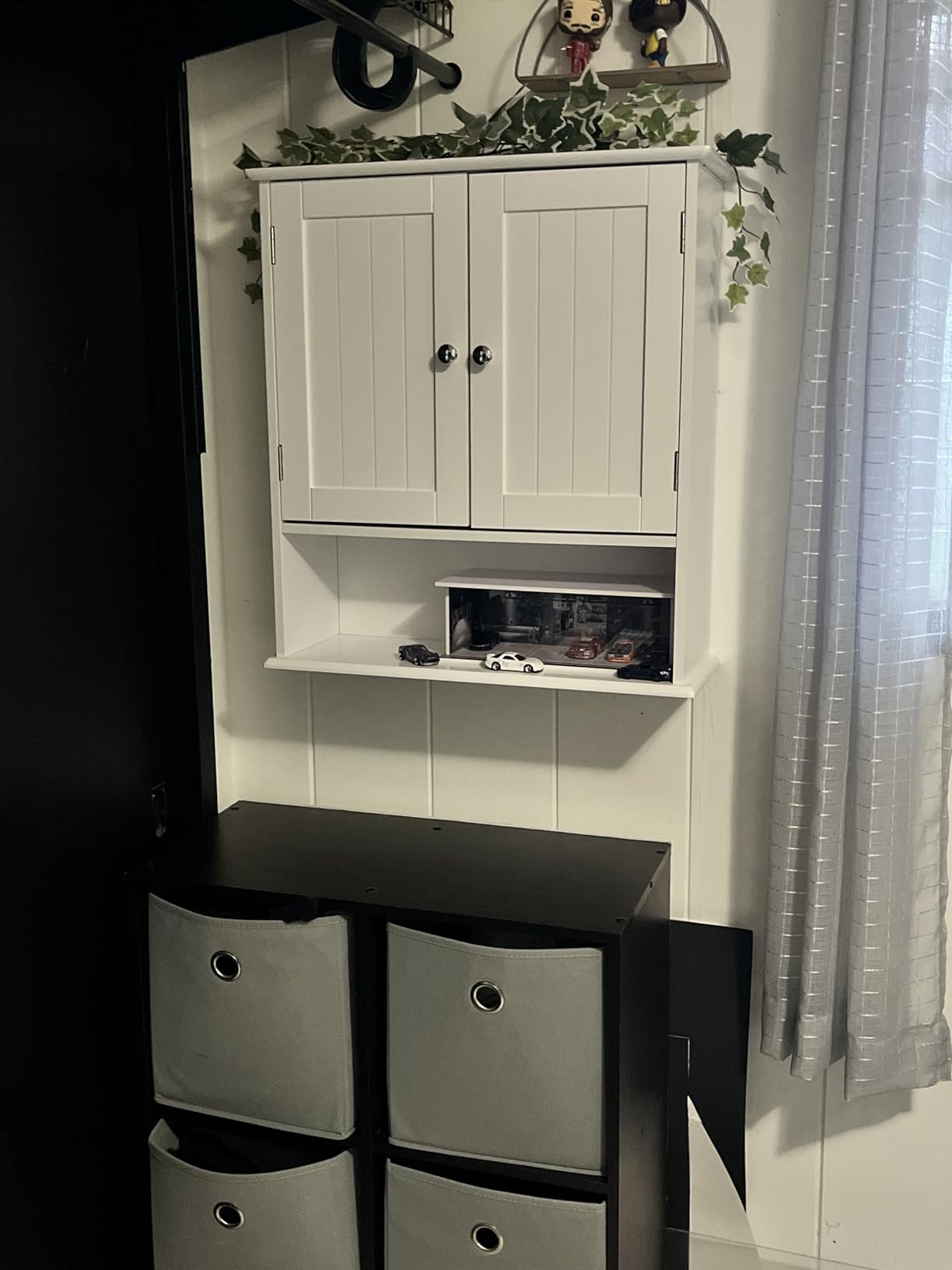 Smuxee White Bathroom Cabinet Wall Mounted, Small Bathroom Medicine Cabinet with 2 Door Adjustable Shelves, Bathroom Wall Cabinet Over Toilet for Laundry Room Kitchen customer photo 2