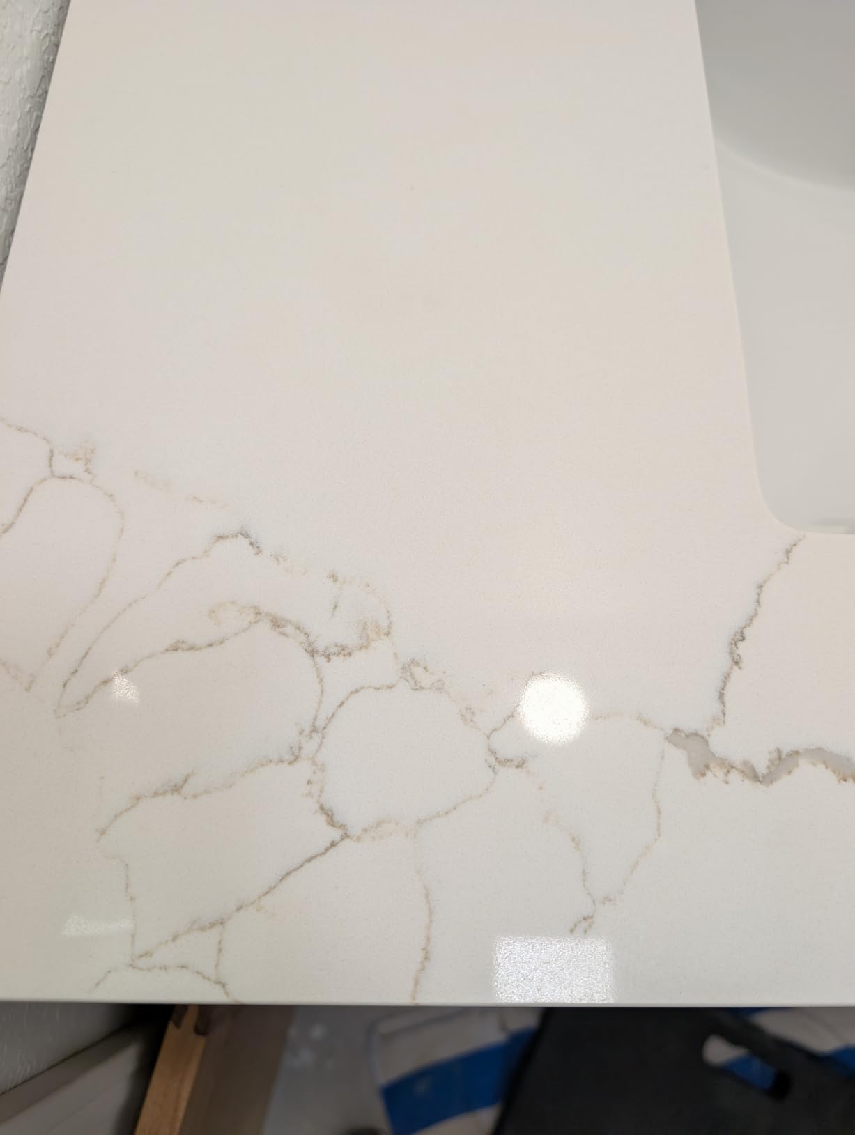 36 in.W x 22 in.D Quartz Calacatta River Vanity Top, with Undermount Left Offset Sink Vanity Top, with Two Sidesplash & One Backsplash, 8 Inch Faucet Hole Spread Bathroom Vanity Sink Countertop customer photo 1