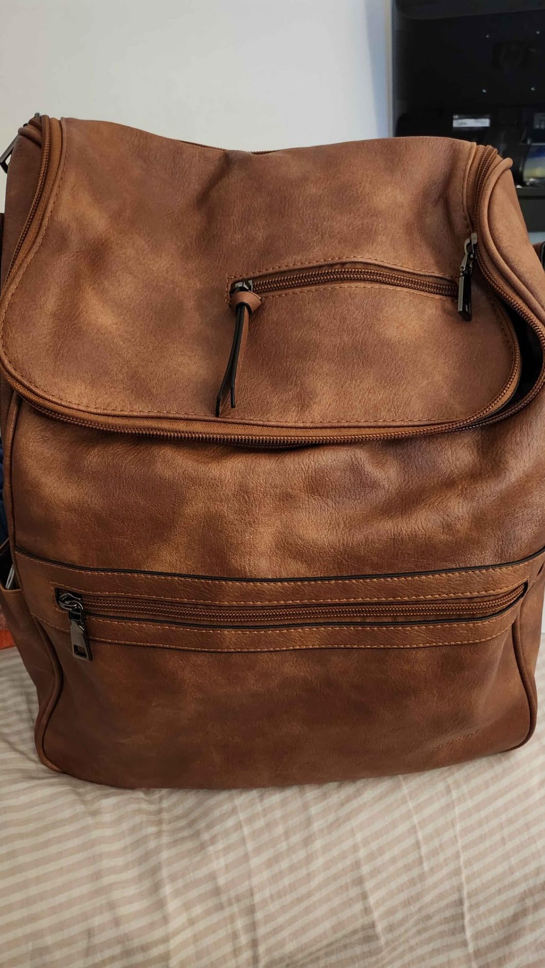 FADEON Laptop Backpack for Women Leather Travel Backpack with Laptop Compartment, Designer Ladies Computer Backpacks Brown customer photo 2