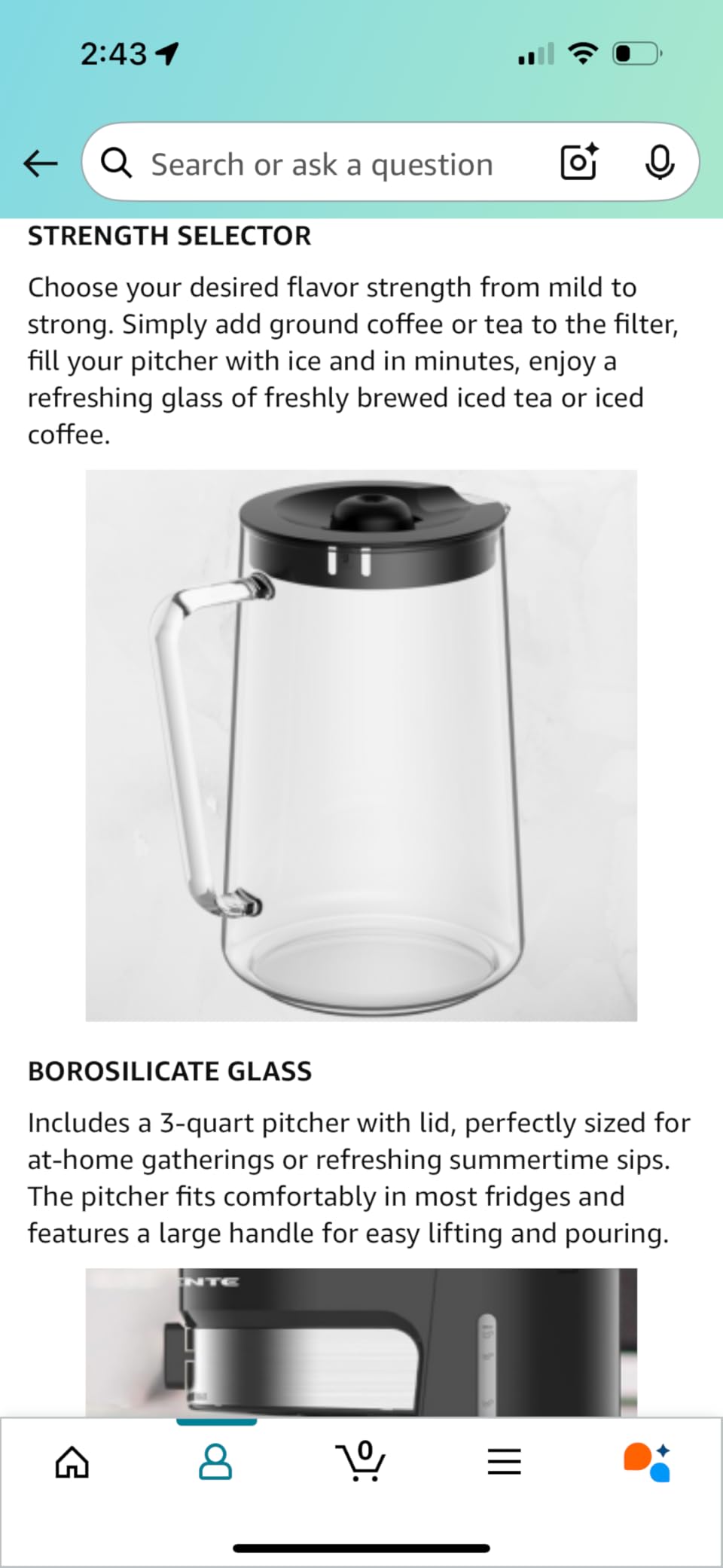 OVENTE Iced Tea and Coffee Maker with 3QT Pitcher, Black CMT215B, Sliding Brew Strength Selector for Taste Customization Ideal for Lemonade, Lattes and Flavored Water, Removable Filter Basket customer photo 2