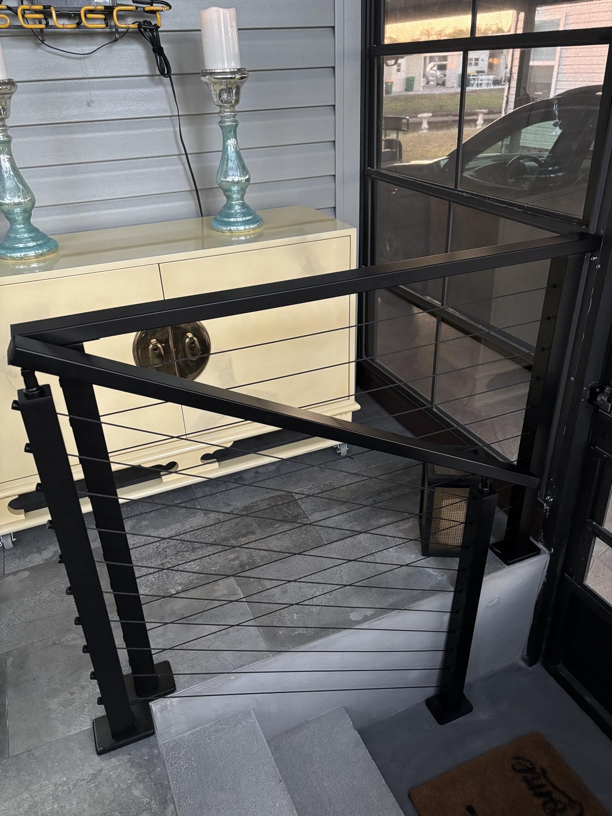 Muzata 8-12FT Modular Black Cable Railing Kit 36 Inch 3 Stair Post Kit Complete Set Cable Railing System for Stairs Length Adjustable Easy DIY with Paper User Guide (No Handrail) RW25 customer photo 1