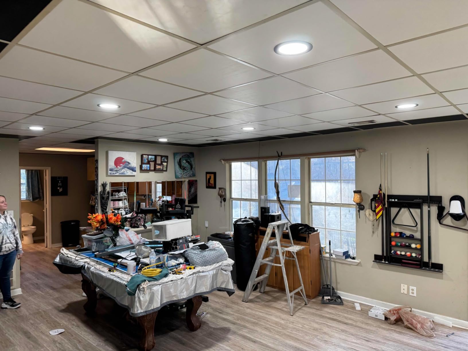 PVC Drop Ceiling Tiles 2ft x 4ft - Waterproof, Fire-Rated, Commercial Grade, Washable and Scratch Resistant, No Sag and Breakage - Case of 10 (80 sq. ft.) customer photo 2
