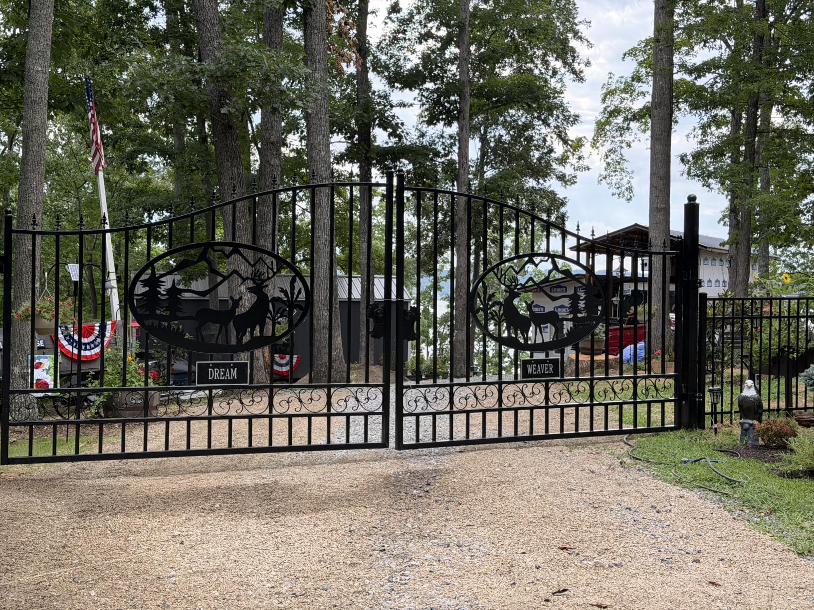 CHERY INDUSTRIAL.COM Outdoor Dual Swing Gate Driveway Security Gates Anti-Rust Outdoor Iron Gate Weatherproof Gate for Outdoor for Yard Patio Manor (14' Deer) customer photo 1