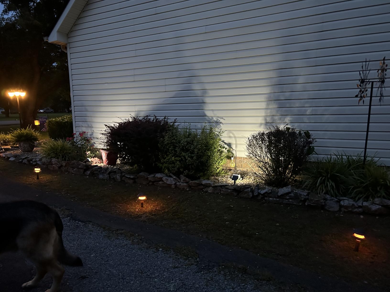 Solar Spot Lights Outdoor Waterproof, Solar Spotlights, 4 Packs, Cool White | 63 LED, 3 Lighting Modes, 120° Adjustable Solar Landscape Lights for Yard, Garden, House, Garage, Pathway customer photo 1