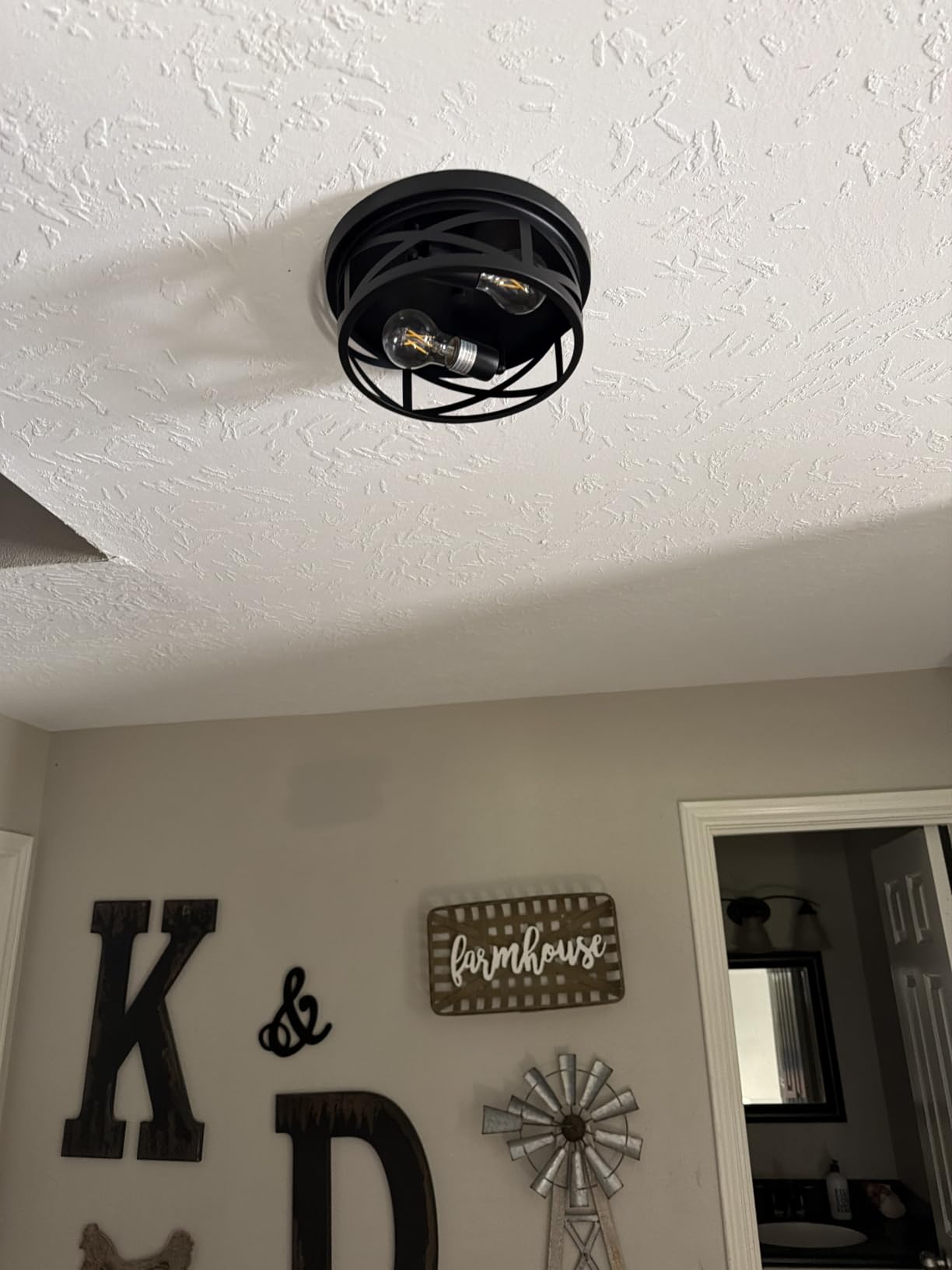 SKEJAO Flush Mount Ceiling Light Fixture,3-Light Ceiling Light Fixture,Black Hallway Light Fixtures Ceiling,Light Fixtures Ceiling Mount for Kitchen,Farmhouse,Hall,Bedroom,Bathroom (1 Pack) customer photo 1