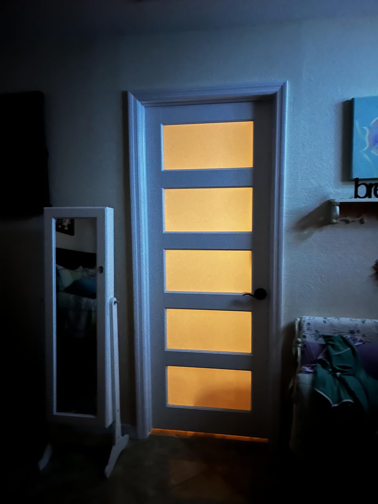 5-Panel Frosted Glass Interior Door Slab, 24 x 80 Slab Door for French Closet Doors, Solid Core Pre-Assembled Panel Certified, Single 80 inch Barn Doors for Pantry customer photo 2