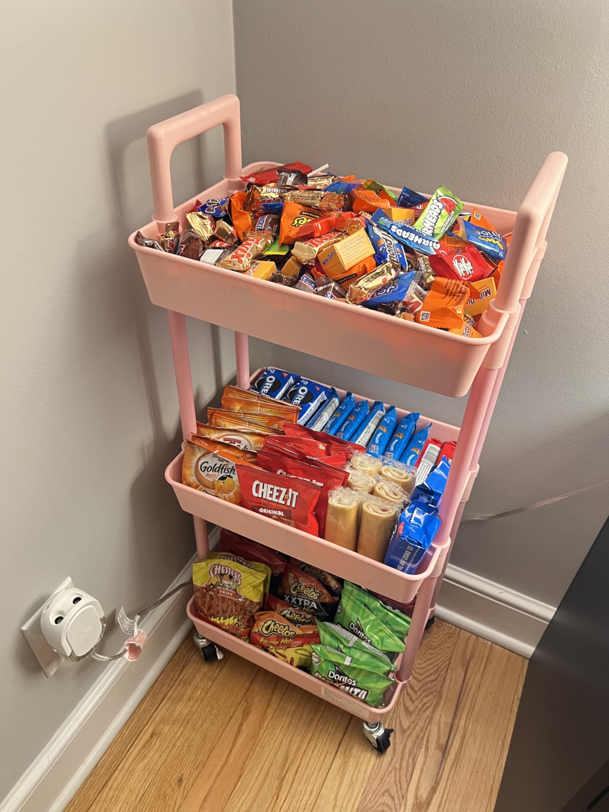 Pipishell 3 Tier Rolling Cart Organizer, Plastic Rolling Cart with Lockable Wheels & Reinforced Handle, Lightweight Utility Cart Storage Cart for Nursery, Kitchen, Bathroom, Craft Room, White, PIUC14W customer photo 2