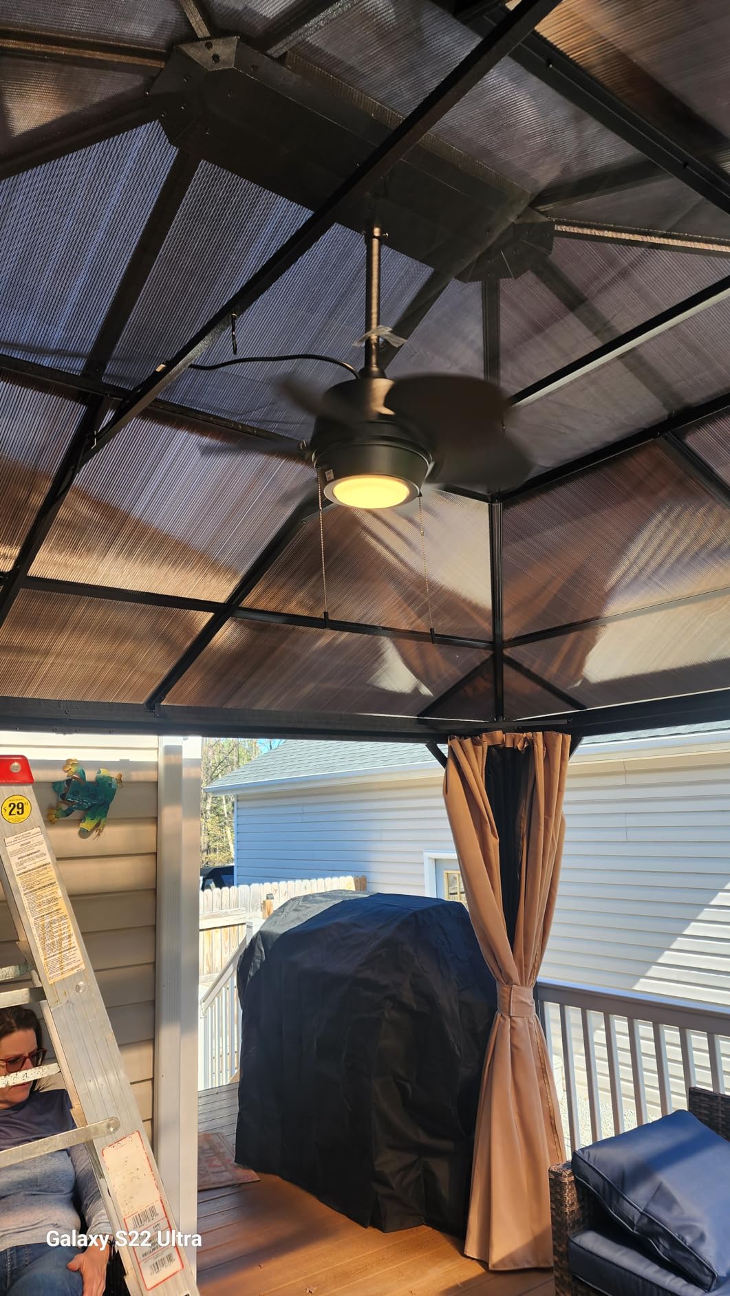 YITAHOME 10x10FT Gazebo Polycarbonate Hardtop Double Roof Canopy Outdoor with Netting and Shaded Curtains, Metal Frame Garden Tent for Patio, Backyard, Deck and Lawns, Grey customer photo 2