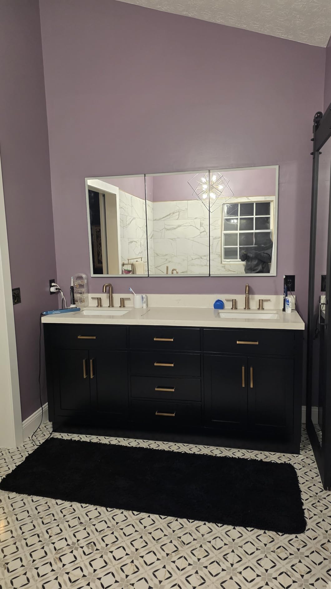 ARIEL Hepburn 72-inch Bathroom Vanity with Sink, Solid Wood, 1.5-inch Carrara White Quartz Countertop & Backsplash, Double Rectangular Porcelain Sink, 4 Soft Closing Doors, 6 Dovetail Drawers, White customer photo 2