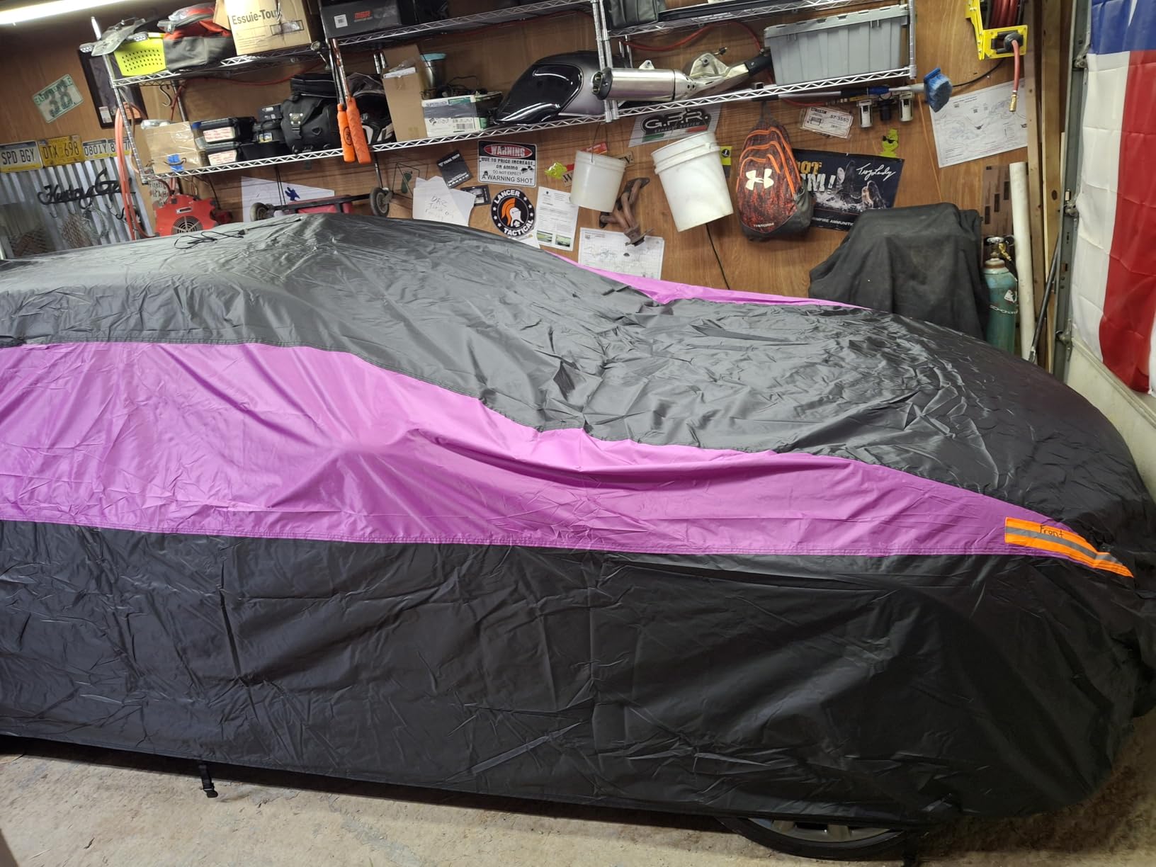 MORNYRAY Waterproof Car Cover All Weather Snowproof UV Protection Windproof Outdoor Full Truck Cover, Universal Fit for (All Black, Fit Truck Length 210-230 inch) customer photo 2