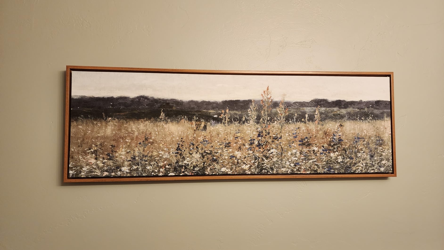 InSimSea Extra Large Framed Vintage Wall Art, Living Room Country Farmhouse Decor, Flower Meadow Landscape Paintings, Canvas Prints, Retro Scenery Long Pictures for Bedroom Above Bed, 20x40inch customer photo 2