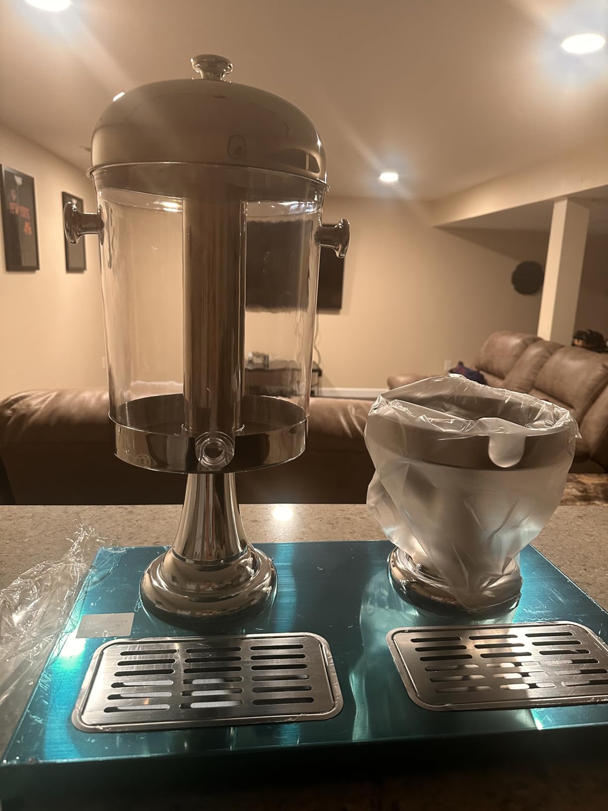 4.4 Gallon Beverage Dispenser with Ice Core | Stainless steel drink dispenser with stand and ice core for cold drinks, juice, lemonade, iced tea, parties, and events customer photo 1