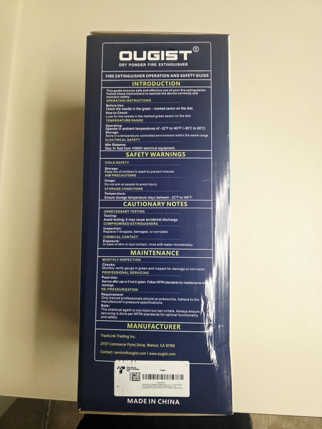 Ougist ABC Fire Extinguisher for Home & Vehicle - 2.5 lb 1-A:10-B:C Rated, Dry Chemical Fire Safety with Quick-Release Handle, Certified for Kitchen/Car/Boat Use-Model FF1KG customer photo 2