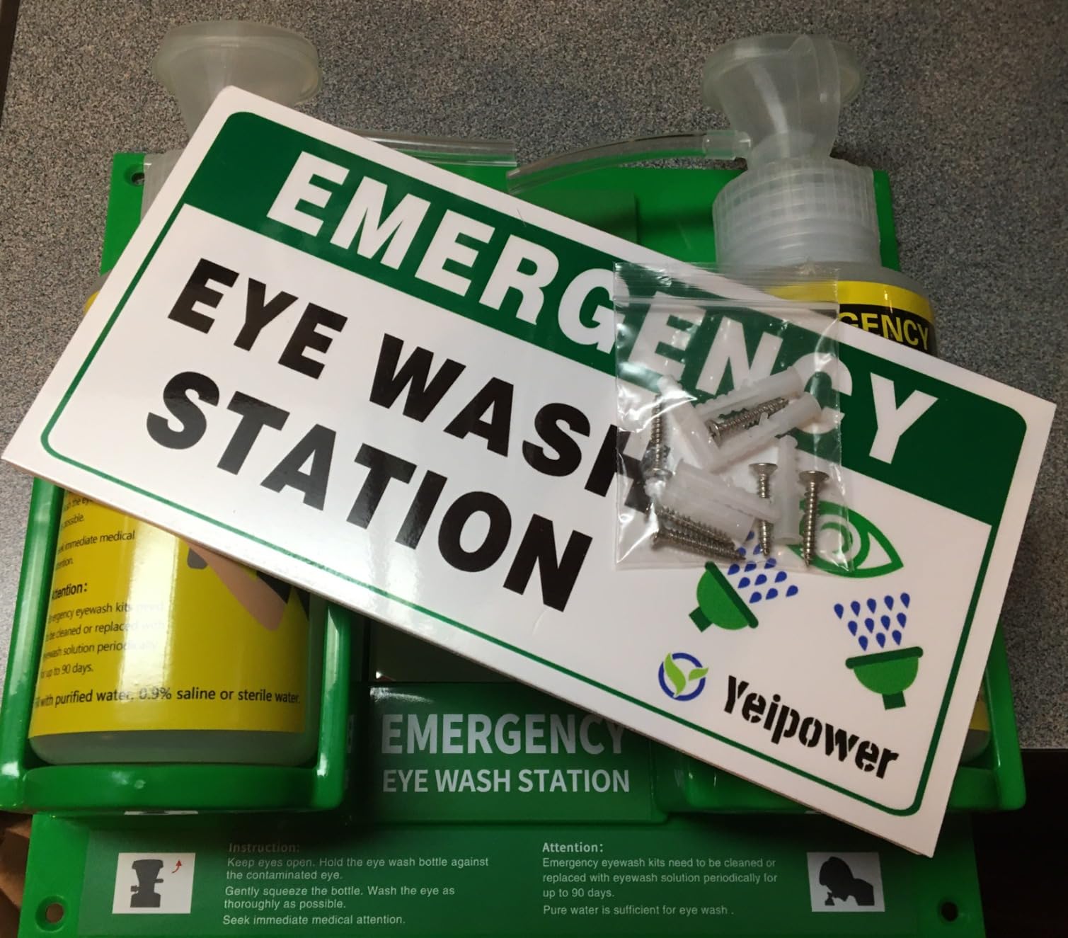 Portable Eyewash Station Kit OSHA-Approved - Yeipower Emergency Eye Wash Flush Bottles Wall Mounted 16oz No Solution customer photo 1