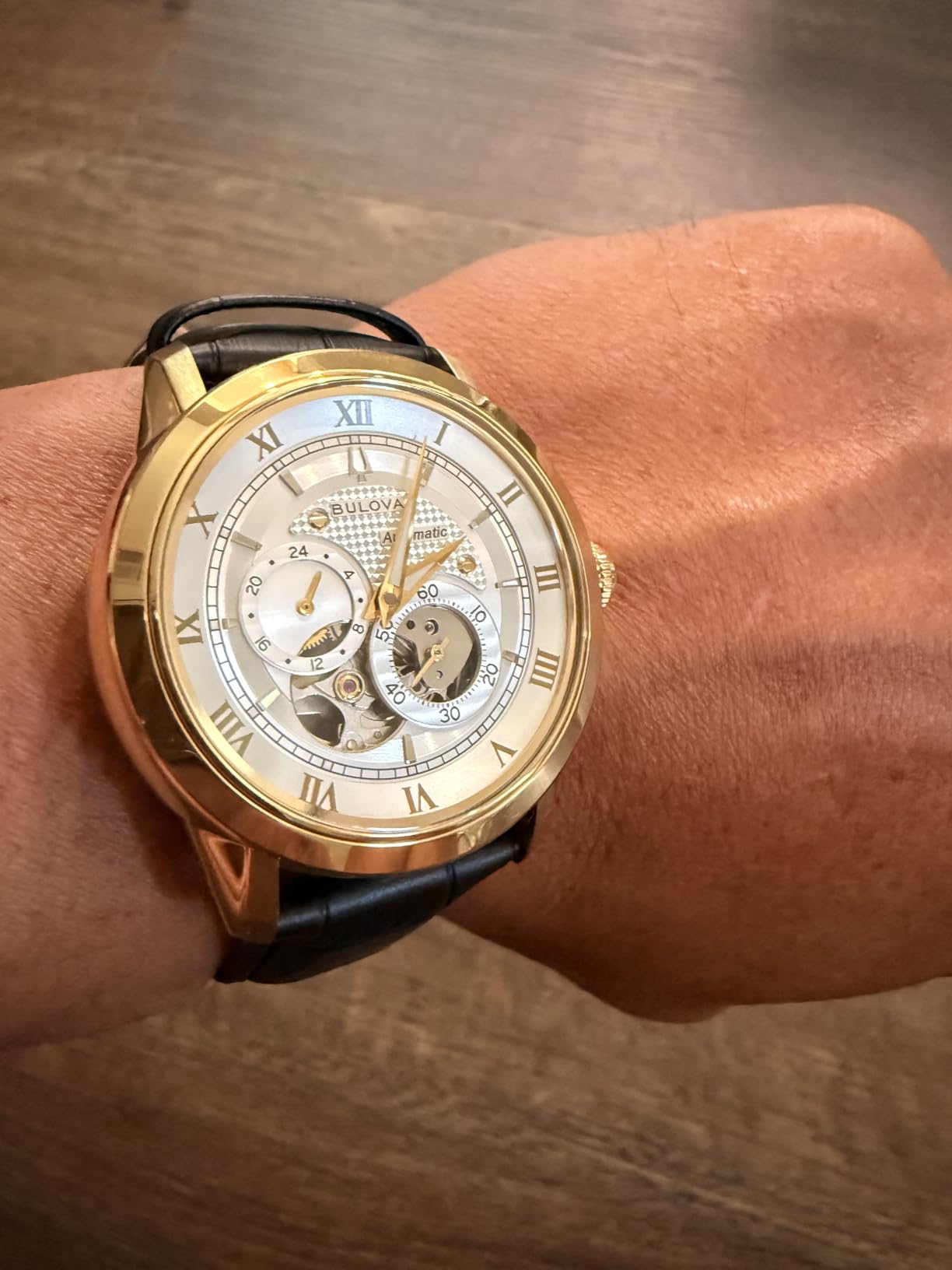 Bulova Men's Classic Sutton 4-Hand Automatic Watch, 24-Hour Sub Dial, Open Aperture, Self-Winding, Exhibition Caseback customer photo 1