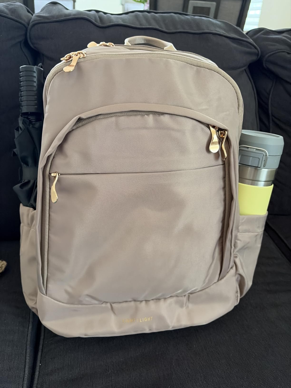 LIGHT FLIGHT Travel Laptop Backpack Women, 17.3 Inch, Champagne | USB Charging Hole, Water Resistant, College Bookbag, Computer Backpack for Work customer photo 2