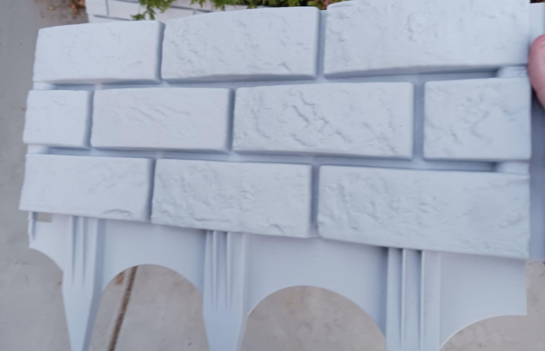 4 Pcs Imitation Stone Garden Fence, Faux Stone Retaining Wall Look Garden Bricks Border with Ground Stakes, 17.3 x 12.6 in Gray Plastic Edging Blocks for Flower Beds, Lawn, Mulch (Gray) customer photo 2