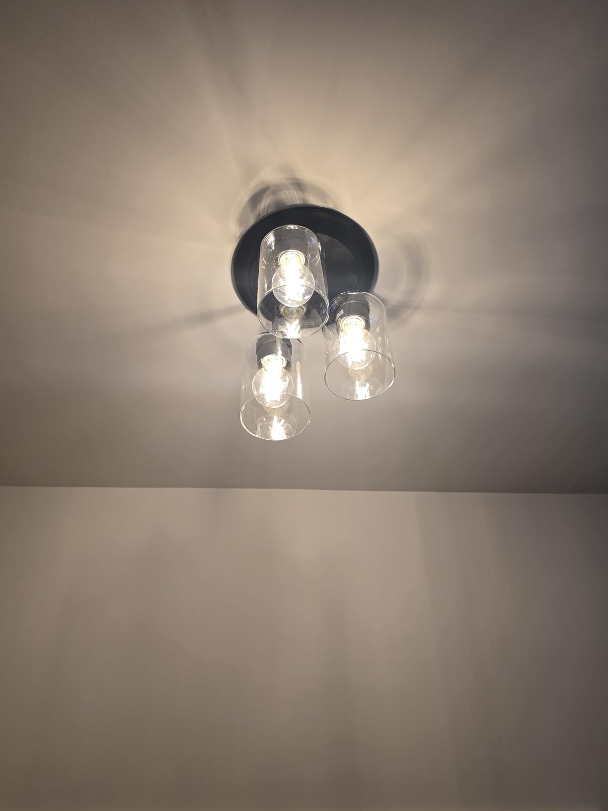 Kalium 3-Lights Semi Flush Mount Ceiling Light Fixture, Matte Black Light Fixtures, Ceiling Light for Kitchen, Foyer, Entryway, Farmhouse, Home Decor, Clear Glass Shade. customer photo 1