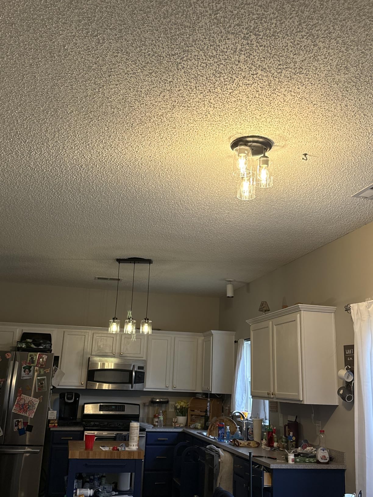 Kalium 3-Lights Semi Flush Mount Ceiling Light Fixture, Matte Black Light Fixtures, Ceiling Light for Kitchen, Foyer, Entryway, Farmhouse, Home Decor, Clear Glass Shade. customer photo 2