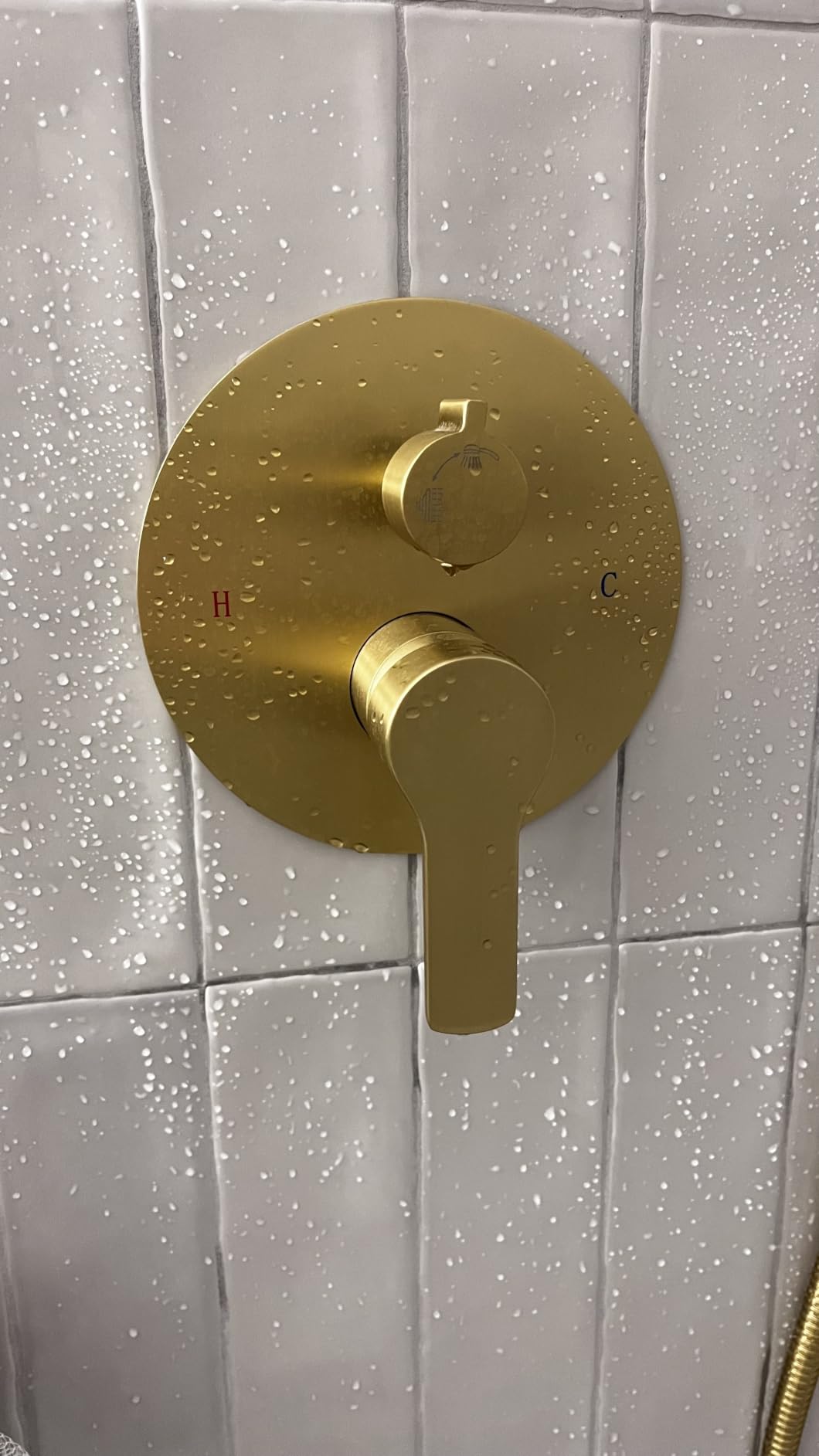 Iriber Thermostatic Shower System Wall Mount with 10 Inch Round Rainfall Shower Head and Handheld, Shower Faucet Mixer Trim Kit (Valve Included), Brushed Gold customer photo 1