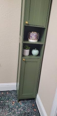 VASAGLE Tall Storage Cabinet with Lights, Slim Freestanding Cabinet with Adjustable Shelves, for Small Spaces, Bathroom, Living Room, Forest Green customer photo 1