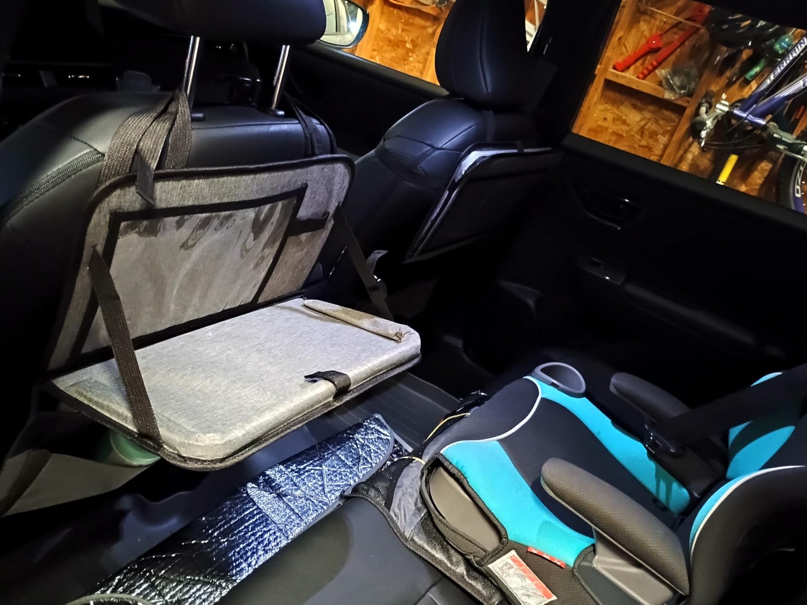 Car Backseat Organizer with Table Tray(2-Pack) 9 Storage Pockets Backseat Car Organizer and storage with Tablet Holder, Kick Mats Back Seat Cover for Kids family Road Trip Essentials Travel customer photo 2