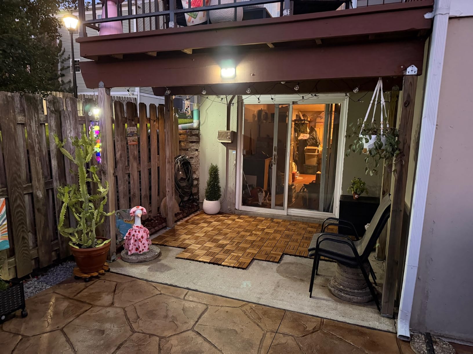 Yaheetech 108PCS Acacia Wood Deck Tiles Interlocking Patio Flooring, Wood | Acacia wood with PP base tiles provide quick assembly, patio upgrades, and easy cutting for customized outdoor spaces customer photo 1