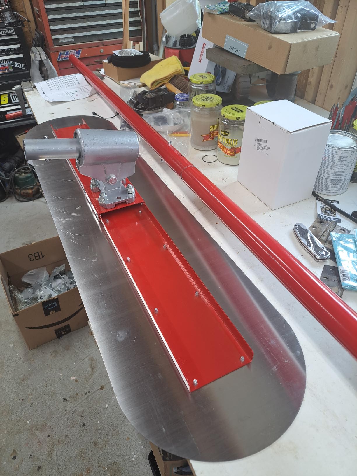 Concrete Bull Float Tool Kit, 48x12 Inch, Stainless Steel Board | 4 Extendable Aluminum Alloy Poles, Round End Fresno Trowel, Tilt Bracket customer photo 2