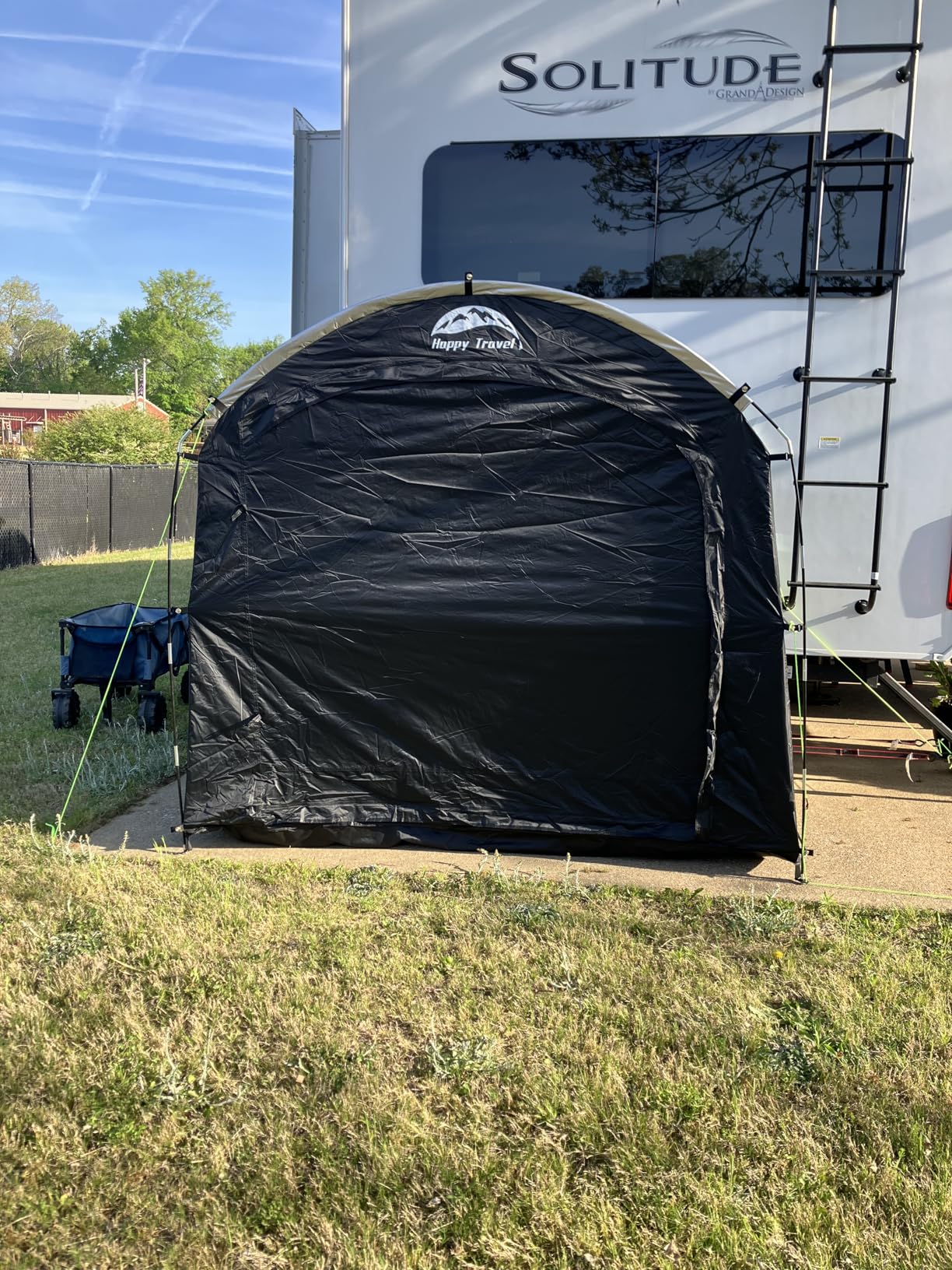 Happy Travel Bike Storage Shed Tent, Waterproof Portable Bicycle Cover with 30% More Top Storage Space for 2/3/4/5 Bikes, Clips Easy Setup customer photo 2