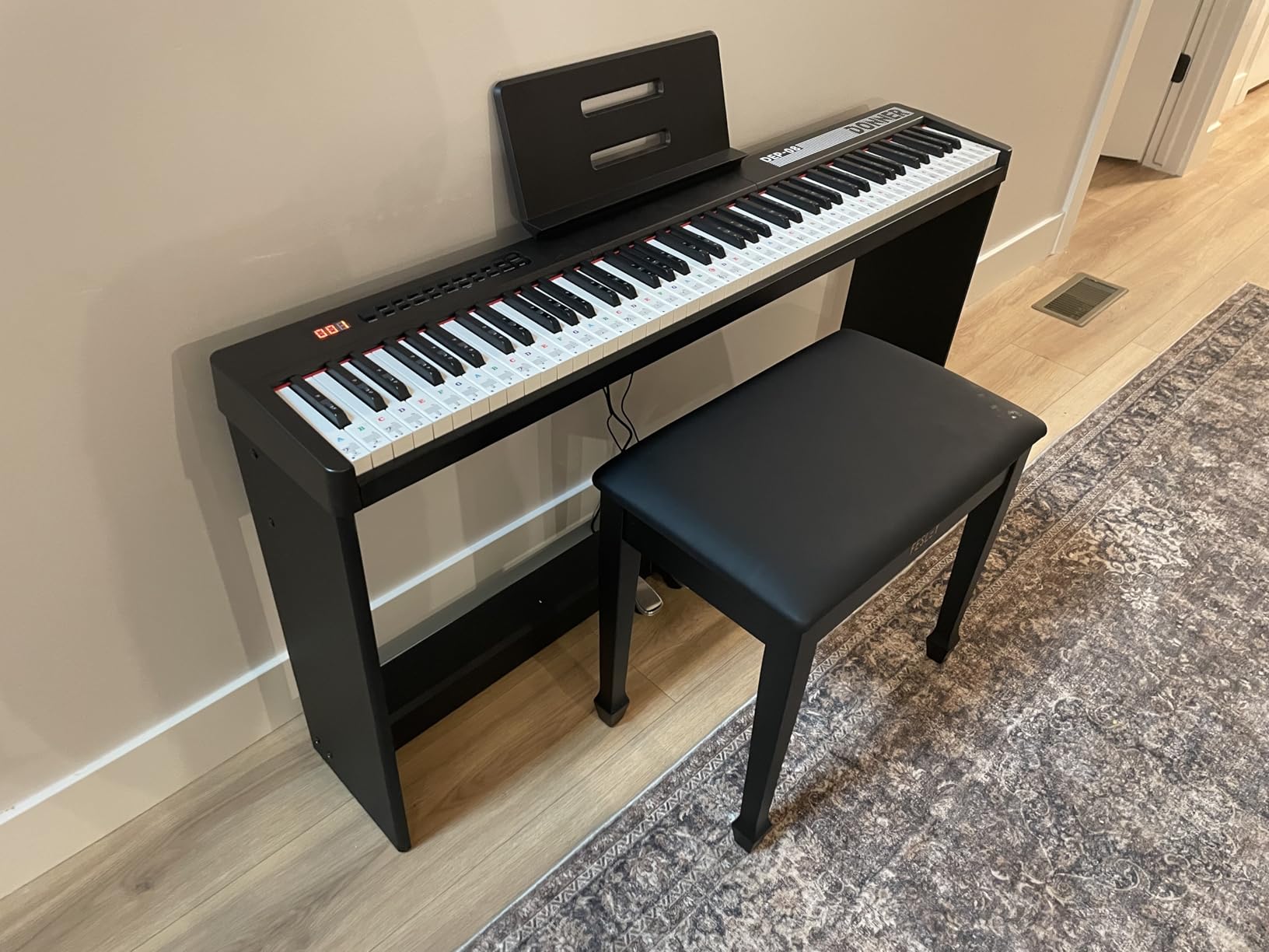 Donner DEP-08 Digital Piano Keyboard Velocity-Sensitive 88 Keys with Removable Piano Stand, Compact Beginner Home Electric Piano with Split Mode, LED Digital Tube for Display, and Triple Pedal customer photo 1