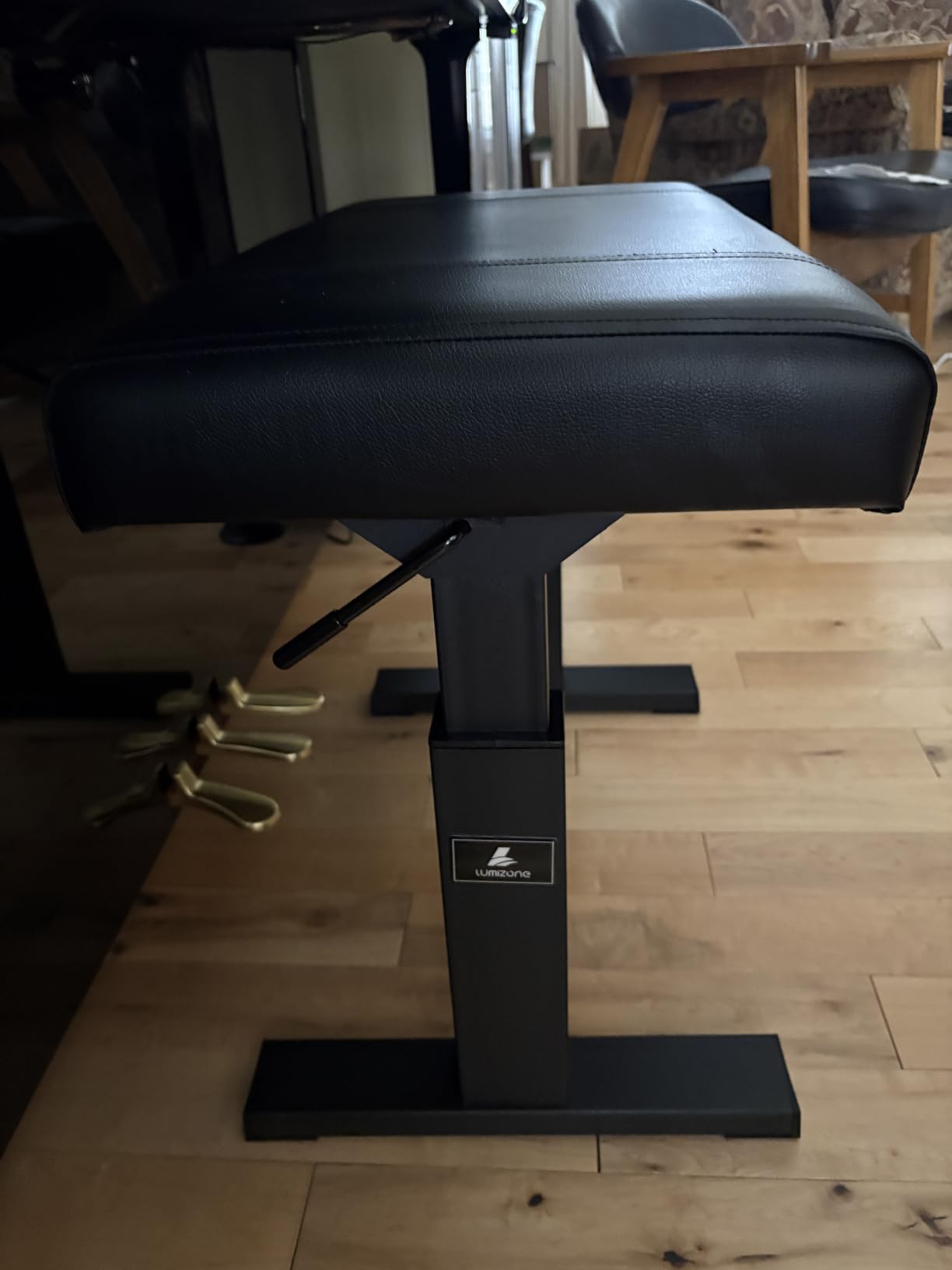 lumizone Hydraulic Lifting Piano Bench Height Adjustable Tufted - Keyboard Bench Heavy Duty Piano Stool with 23.62 x 14.17 PU Leather High-Density Sponge and Alloy Base customer photo 1