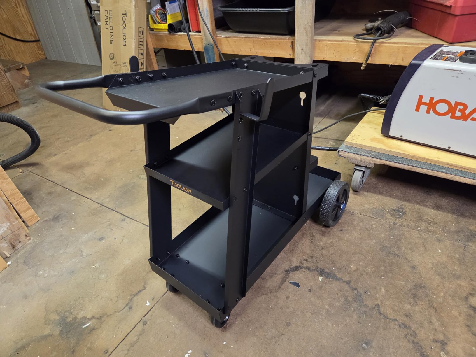 TOOLIOM 3-Tier Tilt-Table Welding Cart for Tig Mig Welder and Plasma Cutter with 360° Swivel Wheels customer photo 2