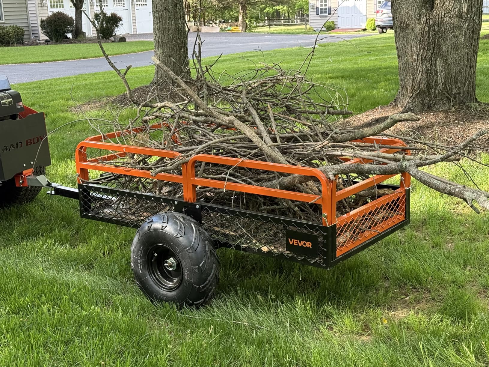 VEVOR ATV UTV Trailer Tow Behind Dump Cart | 1500lbs Capacity, 15 Cubic Feet, Heavy Duty, For Lawn Mower Tractor, Yard Garden Use customer photo 1