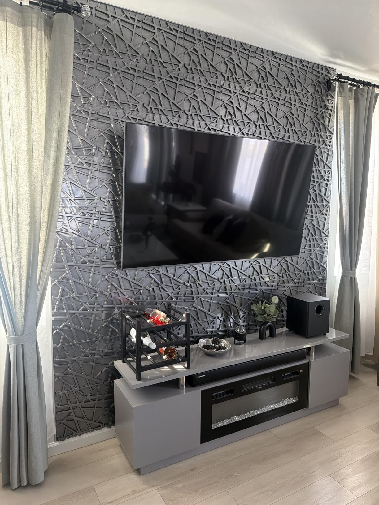 LEVOWAY 33 Pack 3D Wall Panels for Interior Wall Decor, 12''x12'' White Accent Textured Wall Panels, Wall Covering Panles for Living Room, Gaming Room, TV Background, Cover 32 Sq.Ft customer photo 1